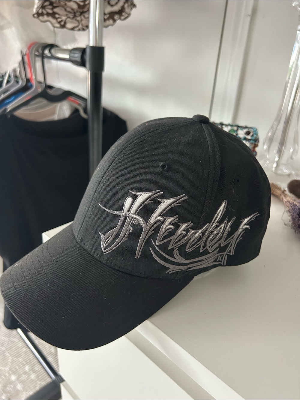 Hurley Black Baseball Cap with Silver Embroidered Script